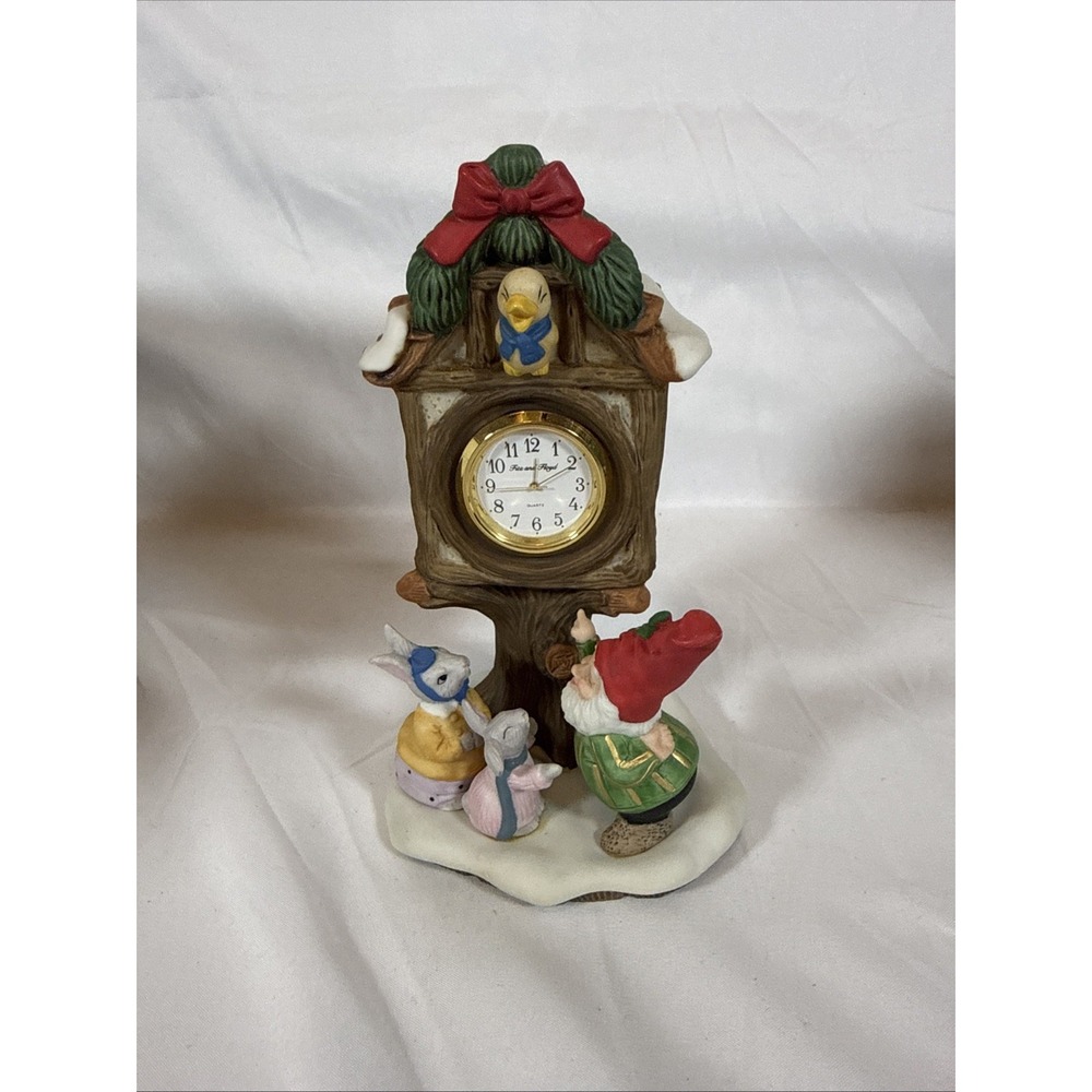 Fitz & Floyd Holiday Hamlet Enchanted Forest Village Clock 1993 Porcelain